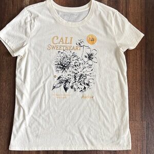 Lucky Brand Cream Graphic Tee with Yellow Accents